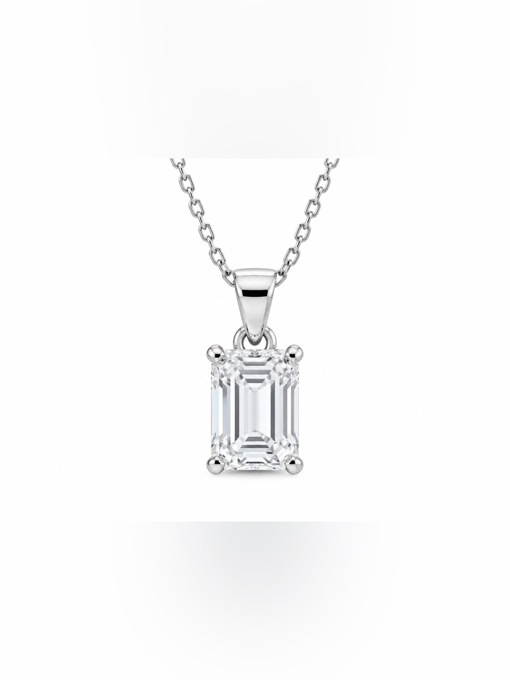 Luxury Moissanite Diamond emerald cut 925 Sterling Silver‎ Pendant Necklace
